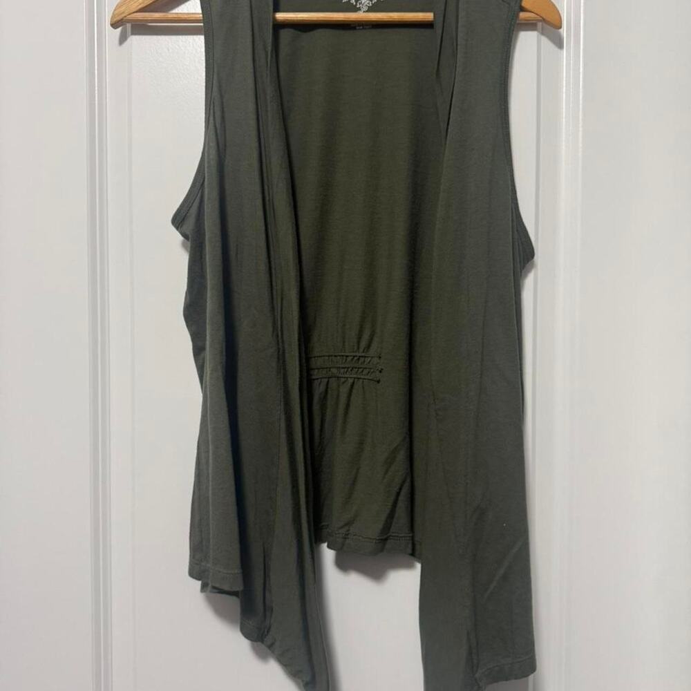 Sonoma Green Sleeveless Open Front Cardigan Lightweight Vest Size L